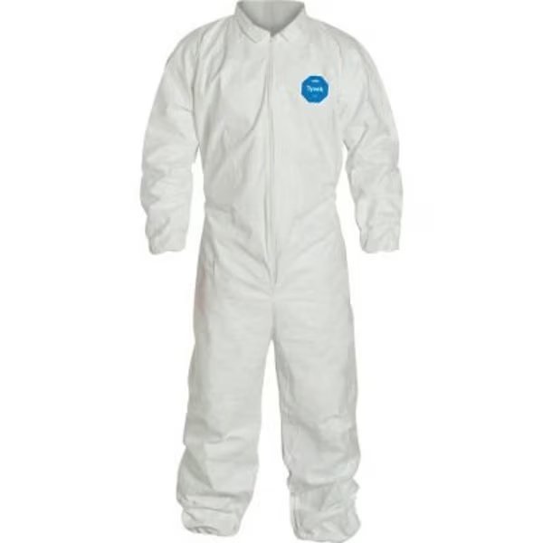 DuPont Tyvek 400 Coverall, Elastic Wrist & Ankle, Stormflap, White, 4X, 25/Qty, Dupont, Mfr#: TY125SWH4X002500